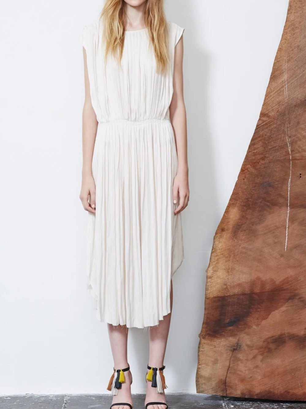 Ulla Johnson Pink Pleated Satin Midi Dress Size 6